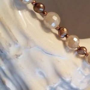 Glass, Pearl & Copper Bead Necklace